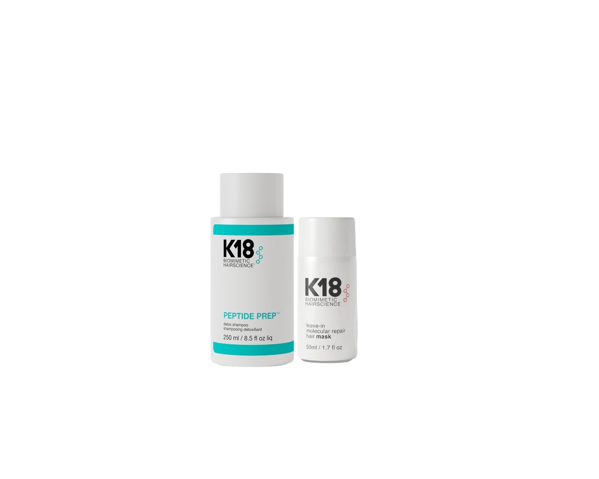K18 Hair - PEPTIDE PREP detox shampoo 250ml & K18Hair Leave-in Molecular Repair Mask 50ml