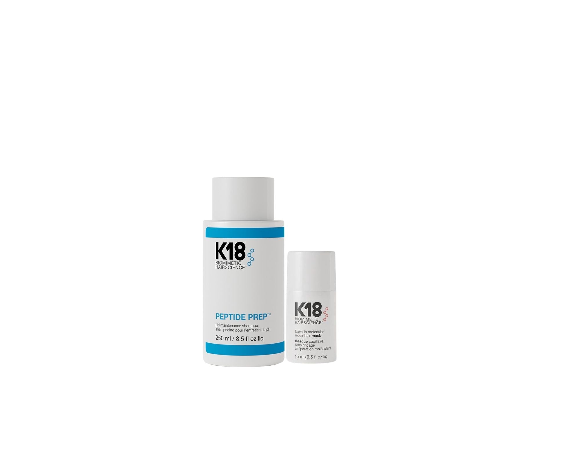 K18 PEPTIDE PREP pH maintenance shampoo 250ml & K18Hair Leave-in Molecular Repair Mask 15ml