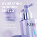 Kérastase Blond Absolu Blonde Guard Hydrating Wonder Shield suojaa vaaleita hiuksia lämmöltä, UV-vaurioilta, kloorilta, suolavedeltä ja kuivumiselta.