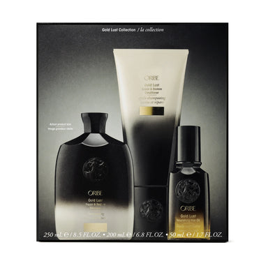 Oribe Gold Lust Collection, ylellinen lahjapakkaus kuiville, vaurioituneille ja käsitellyille hiuksille.