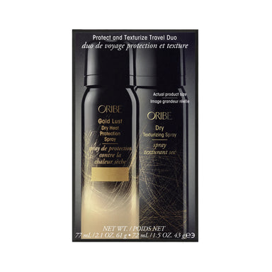 Oribe Protect & Texturize Travel Duo sisältää lämpösuojan ja tekstuurisuihkeen.